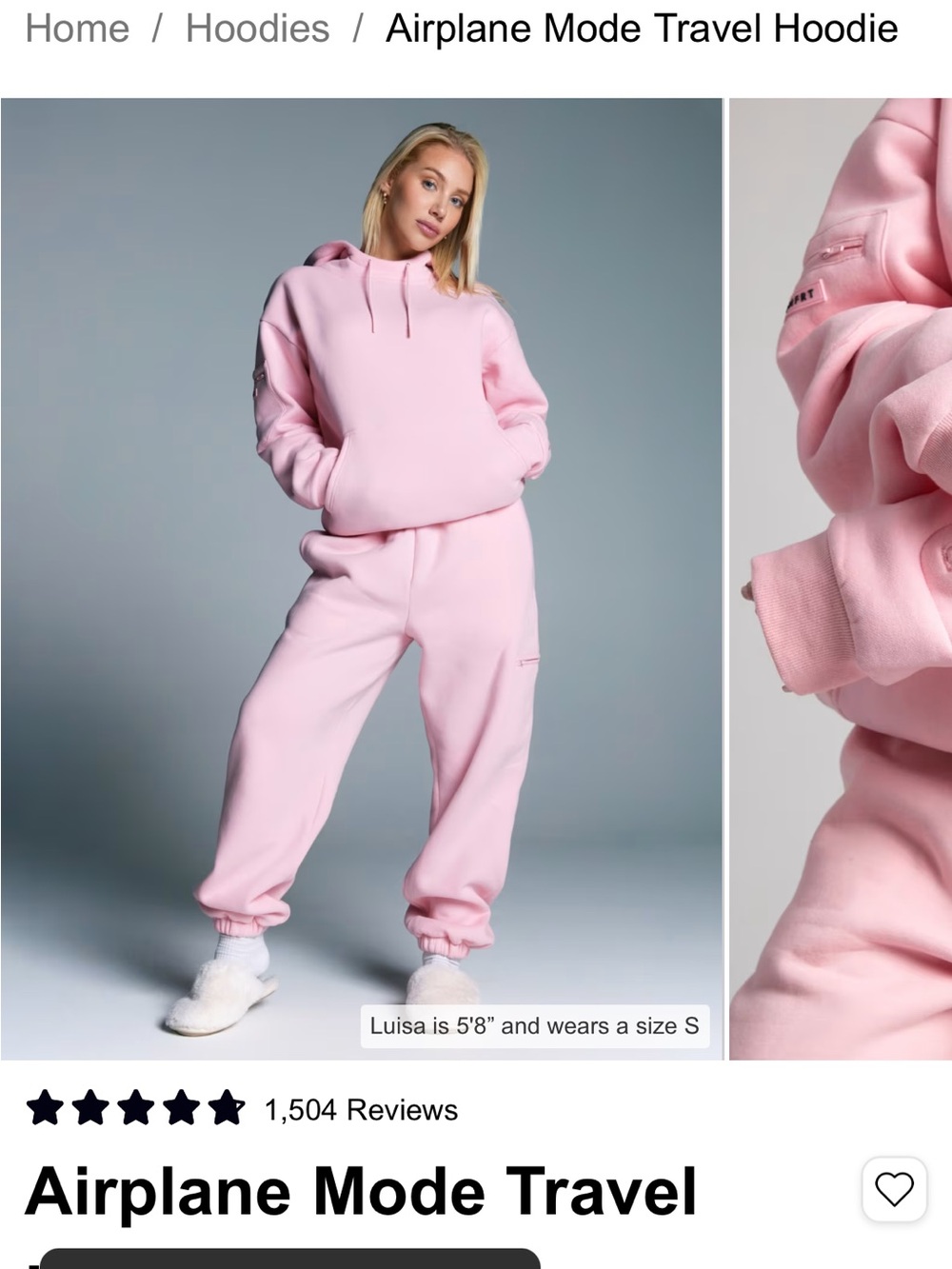 COMFRT Baby Pink Airplane Mode Eyemask Hoodie and Sweat-pant set in size Medium